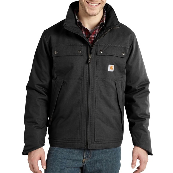 Carhartt Quick Duck Jefferson Traditional Jacket Black Insulated Rain Defender